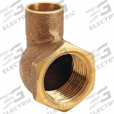 NIBCO Sweat Fitting Elbow: 1/2 in CTS x 3/4 in Pipe, Cup x FNPT, Bronze (MPN 7073R 1/2X3/4) - Cast Copper & Bronze Tube Fittings