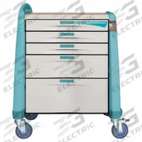 CAPSA HEALTHCARE Anesthesia Cart: Polymer, (1) Swivel with Brake/(3) Swivel, Green, 5 Drawers (MPN AM-AN-CMP-ALOK-G). Key specifications — Material: Polymer; Brand: CAPSA HEALTHCARE; Caster/Wheel Configuration: (1) Swivel with Brake; Cabinet Color: Green.