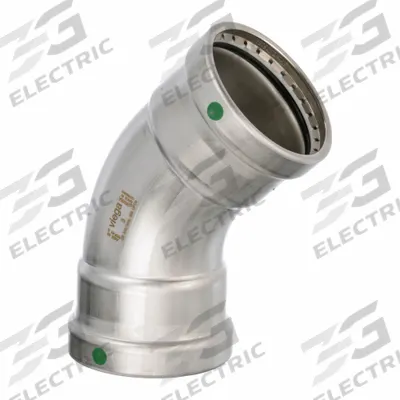 VIEGA PROPRESS Crimp Elbow Fitting: 3 in CTS x 3 in CTS Size, 45° Elbow, Press-fit x Press-fit - Potable Water Stainless Steel Press Tube Fittings
