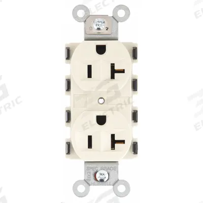 HUBBELL Receptacle: Duplex, 5-20, Light Almond, 125V AC, 20 A, 2 Pole / 3 Wire (MPN SNAP5362LAA) - General Purpose Receptacles