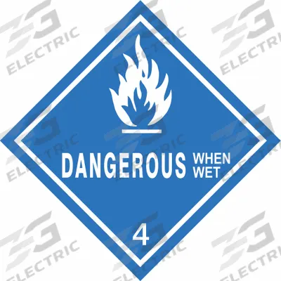 APPROVED VENDOR Container Label: Dangerous When Wet, 4 in x 4 in, 4 in Label Ht, Paper - Class 4: Flammable Solids
