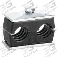 BEHRINGER PIPE SYSTEMS Vibration-Dampening Beta Clamp: Ribbed Bore, Steel Clamp, For 2 Lines (MPN TW20540-PP)