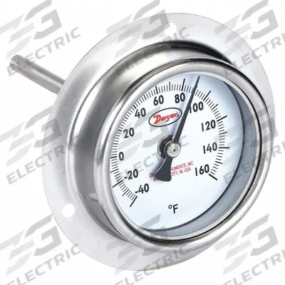 Dwyer Analog Thermometer: -40°F to 160°F, ±2% Accuracy, 2 1/2 in Dial Dia - General Purpose Panel Mount Dial Thermometers