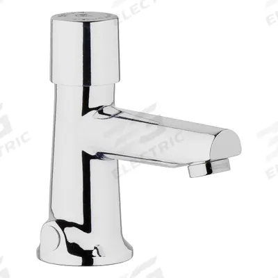 CHICAGO FAUCETS Straight Spout Bathroom Faucet: 3501, Single-Post, Cast Brass - Single-Post Push-Button Metering Bathroom Faucets