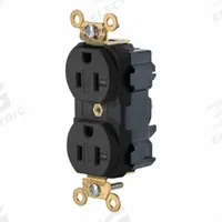 LEVITON Plugs and Receptacles: Duplex, 5-20, Black, 125V AC, 20 A, 2 Pole / 3 Wire (MPN M5362-SE)