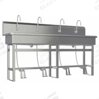 SANI-LAV Wash Station: 45 in Overall Ht, 77 in Bowl Lg, 8 in Bowl Dp, 2 gpm Flow Rate, 16 ga (MPN 58FSL). Key specifications — Includes Side Splash: Side Splash Not Included; Brand: SANI-LAV.