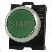 EATON Flush Push Button: Green, 22 mm Mounting Size, Metallic, Momentary (MPN M22M-D-G-GB1). Key specifications — Brand: EATON; Action: Momentary; Legend: Start; Series: M22; Push Button Material Type: Metallic.