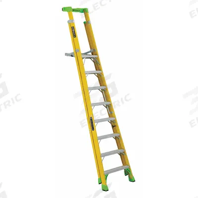 LOUISVILLE LADDER Platform Stepladder: Fiberglass, 375 lb Load Capacity, 52 lb Wt - Leaning Podium Ladders