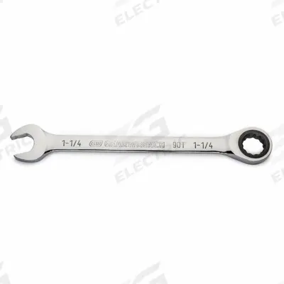 GEARWRENCH Combination Ratcheting Wrench: Alloy Steel, Full Polish Chrome, 1 1/4 in Head Size - SAE 12-Point Ratcheting Combination Wrenches