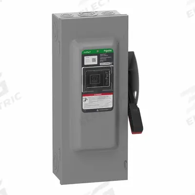 SCHNEIDER Safety Switch: Fusible, 100 A, Single Phase, 240V AC, Galvanized Steel - Fusible Safety Switches