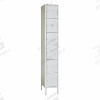 LYON Wardrobe Locker: 12 in x 18 in x 78 in, 6 Tiers, 1 Units Wide, Louvered, Padlock Hasp, Gray (MPN 7GC5362). Key specifications — Locker Color: Medium Gray; Door Type: Louvered; Includes Number Plates: No; Brand: LYON; Assembled: Unassembled; Color Family: Gray.