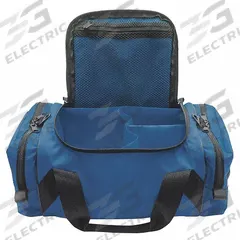 EMI Response Bag: 14 in L x 9 in W x 9 1/2 in D, Nylon, Blue, 11-20 in/21-30 in, 0-10 in/30+ in (MPN 869). Key specifications — Color: Blue; Closure Type: Zipper; Features: Padded Compartments with Adjustable Sections; Brand: EMI.