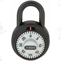 ABUS Combination Padlock: Dial Combo, Black, Steel, Std Shackle, Steel Shackle (MPN 78/50). Key specifications — Dial Color: White; Brand: ABUS.