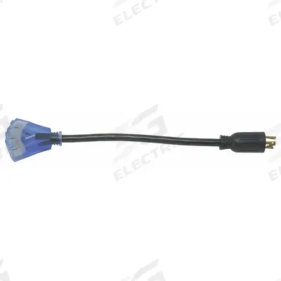 SOUTHWIRE Cord Adapter: 17 in Lg, 12 AWG, L5-20P Plug, 5-15R Receptacle, Black - Twist-Lock Plug Extension Cord Adapters