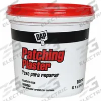 DAP Patching Compound: Patching Plaster, 32 oz Container Size, Pail, White (MPN 52084). Key specifications — Color: White; Series: Patching Plaster; Brand: DAP.
