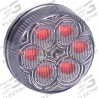 MAXXIMA Clearance Marker Light: Clearance Light, LED, Round, Surface Mount, Clear, Grommet, IP67 (MPN M34260RCL). Key specifications — Lens Color: Clear; Brand: MAXXIMA; Electrical Connection: PL-2 Connector; Lighting Technology: LED; Mount Type: Grommet; SAE Lens Code: P2.