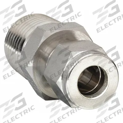 PARKER Compression Fitting Adapter: 1/4 in OD x 3/8 in Pipe Fitting Size - Double-Ferrule Stainless Steel Fittings