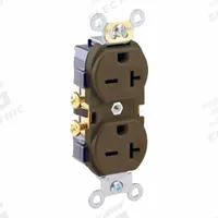 LEVITON Plugs and Receptacles: Duplex, 6-20, Brown, 250V AC, 20 A, 2 Pole / 3 Wire (MPN 5822)