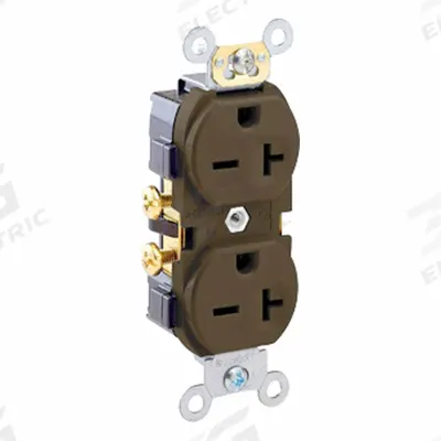 LEVITON Plugs and Receptacles: Duplex, 6-20, Brown, 250V AC, 20 A, 2 Pole / 3 Wire (MPN 5822) - General Purpose Receptacles