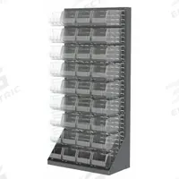 AKRO-MILS Louvered Floor Rack: 75 in x 36 in x 17 in, 1 Sides, 36 Bins, Gray (MPN 30651240SC). Key specifications — Bin Style: Hang and Stack; Color: Gray; Bin Color: Clear; Finish: Powder Coated; Brand: AKRO-MILS.