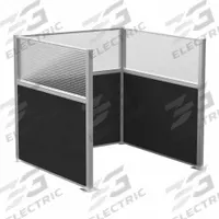 VERSARE Cubicle Kit: 72 in Overall Ht, 72 in Overall Wd, 3 Panels, Black, Fabric/Polycarbonate (MPN HPKU-66-S-DX-FL). Key specifications — Panel Color: Black; Brand: VERSARE; Panel Material: Polycarbonate; Window Style: Fluted.