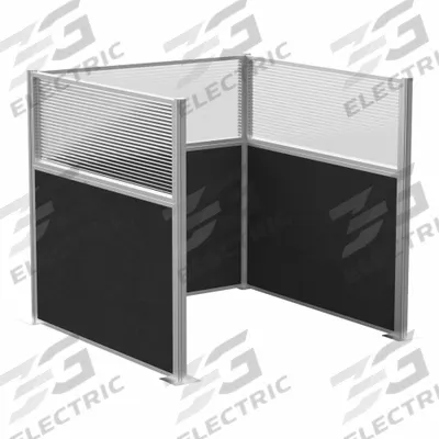 VERSARE Cubicle Kit: 72 in Overall Ht, 72 in Overall Wd, 3 Panels, Black - Modular Cubicle Walls