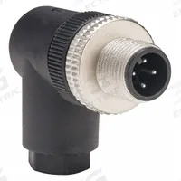 TELEMECANIQUE External Thread Connector: 4 Pin, M12 Male Thread, IP67, Screw Terminals, 90° Angle (MPN XZCC12MCM40B). Key specifications — Connector Body Type: Pin; Brand: TELEMECANIQUE SENSORS; Voltage Rating: 150V DC; Thread Size: M12; Mounting Style: Male Thread; IP Rating: IP67; Housing Material: Plastic; Connector Orientation: 90° Angle.