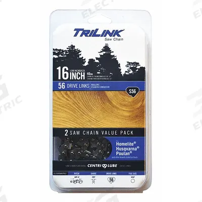 TRILINK Chainsaw Chain: 16 in Compatible Bar Lg, 3/8 in, 0.05 in Gauge, 56 Links