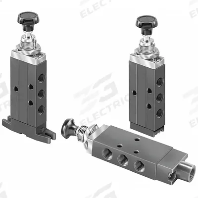 Parker Manual Air Control Valve: DirectAir 2, Four-Way / Two-Position, Button - Parker Directair 2 Series Manual Air Control Valves