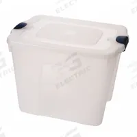 HOMZ Storage Tote: 22 gal, 23 3/4 in x 18 in x 17 1/4 in, Clear Body, Clear Lid, Not NSF Certified (MPN 8520GRCL.08). Key specifications — attr1188666: Plastic; attr1188671: Rounded; attr1188675: Clear; attr1188676: Clear; attr1188687: HOMZ; attr1188688: Not NSF Certified; attr1188689: Nesting Capable.