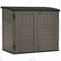 Storage Cabinet: 34 cu ft, Gray, 49 in L x 28 1/4 in D x 43 1/2 in H, Horizontal (MPN BMS2500SB). Key specifications — Brand: SUNCAST; Product Type: Outdoor Storage Shed; Orientation: Horizontal; Material: Multi-Wall Resin; Resistance Properties: UV Resistant; Assembled: Unassembled; Lockable: Yes; Pattern: Panel Design.