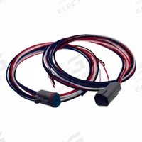 SPEED WIRING PRODUCTS Connector: Deutsch DT, 4 Poles, 72 in Wire Lead Lg, 13 A, 50V DC (MPN HG-04-7272). Key specifications — Wire Type: TXL Thin-Wall Cross-Linked Automotive Wire (SAE-J1128); Brand: SPEED WIRING PRODUCTS; Number of Poles: 4; Voltage Rating: 50V DC; Wire Jacket Material: Cross-Linked Polyethylene; Current Rating: 13 A; Wire Color: Black; Kit Contents - Description: (1) Receptacle with Male Contacts.