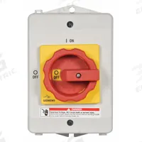 SIEMENS Safety Switch: Non-Fusible, 30 A, Three Phase, Non-Metallic (MPN 3LD22640TB530US2). Key specifications — Environment: Indoor/Outdoor; Phase: Three; Handle Color: Red/Yellow; Housing Material: Plastic; Standards: VDE Approved; Brand: SIEMENS; For Environment: Indoor Rated.