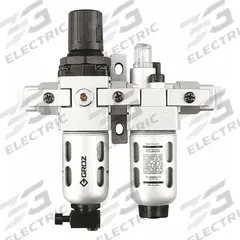 GROZ Filter/Regulator/Lubricator: 1/4 in NPT, 18 cfm, 145 psi Max Op Pressure, 40 micron (MPN 7DX37). Key specifications — attr109524: GROZ.