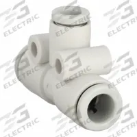 SMC Push-Fit Tee Fitting: 6 mm OD x 6 mm OD x 4 mm OD Size, Polybutylene Terephthalate, White (MPN KQ2T06-04A). Key specifications — Brand: SMC.