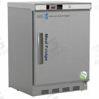 AMERICAN BIOTECH SUPPLY Pharmacy Refrigerator: 4.6 cu ft, Undercounter, 1°C to 10°C, Swing Solid (MPN PH-ABT-NSF-UCBI-0404SS). Key specifications — Door Opening Style: Right; Color: White; Alarm Type: Temperature; Manufacturer Part Number: PH-ABT-NSF-UCBI-0404SS; Brand: AMERICAN BIOTECH SUPPLY; Product Type: Pharmacy Refrigerator; Door Type: Swing Solid; Refrigerant Type: R-600a.