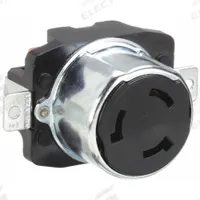 BRYANT Locking Receptacle: Non-NEMA, Black, 250V DC/600V AC, 50 A Current Rating, 3 Poles, 4 Wires (MPN 3769). Key specifications — Brand: BRYANT.