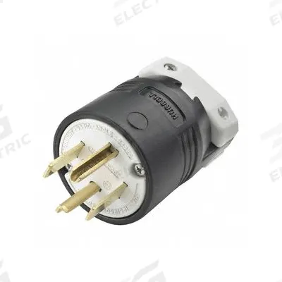 HUBBELL Straight Blade Plug: 14-30P, 125/250V AC, 30 A, 3 Pole, 4 Blade, Black (MPN HBL9431C) - General Purpose Plugs