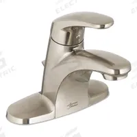 AMERICAN STANDARD Mid Arc Bathroom Faucet: Colony Pro, Metal, Brushed Nickel Finish, Centerset, Arc (MPN 7075004.295). Key specifications — Includes: Metal body with metal lever handle.; Brand: AMERICAN STANDARD; Series: Colony Pro.