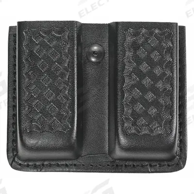 HEROS PRIDE Magazine Pouch: Black, Synthetic Leather, Basket Weave - Duty Equipment Pouches