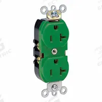 LEVITON Duplex Receptacle/Oultet, 20 Amp: Duplex, 5-20, Green, 125V AC, 20 A, 2 Pole / 3 Wire (MPN 5362-GNS)