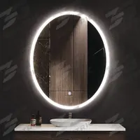 KETCHAM Bathroom Mirror: Oval, Glass, 30 in Overall Ht, 20 in Overall Wd, 1 3/4 in Overall Dp, Wall (MPN ELL-2030). Key specifications — attr1325493: KETCHAM; attr1325471: Glass; attr1325473: Frosted; attr1348774: Side; attr1325491: Yes.