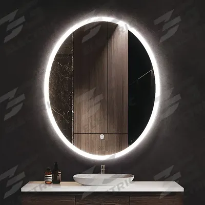 KETCHAM Bathroom Mirror: Oval, Glass, 30 in Overall Ht, 20 in Overall Wd, 1 3/4 in Overall Dp - Lighted Vanity Bathroom Mirrors