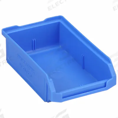SSI SCHAEFER Stacking Bin: 4 in x 6 5/8 in x 2 in, Blue, Label Holder Included - Colored Plastic Bins