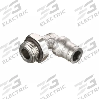 LEGRIS Push-Fit Elbow Fitting: 3/8 mm Pipe x 14 mm OD Size, BSPP x Push-to-Connect - Nickel-Plated Brass Tube Fittings