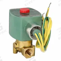 REDHAT Solenoid Valve: 2-Way, Normally Closed, 1/4 in Pipe Size, 12V DC, High Flow, Brass Body (MPN 8262H208LF 12/DC). Key specifications — Pipe Size: 1/4 in; Voltage: 12V DC; Brand: REDHAT.
