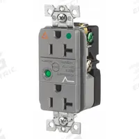 BRYANT Receptacle: Hospital Grade, Duplex, 5-20R, Gray, 125V AC, 20 A, 2 Pole / 3 Wire (MPN SP83IGGYA)