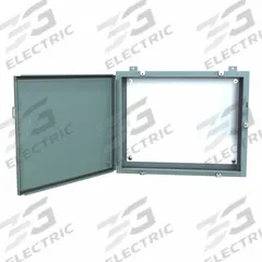 HAMMOND Electrical Enclosure: Steel, 24 in x 30 in x 8 in, NEMA 12/13/3R/4, w/Panel, Solid Cover (MPN 1418N4KR8). Key specifications — Closure Method: Clamps; Brand: HAMMOND; Knockouts: Not Included.