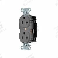 HUBBELL Receptacle: Duplex, 5-20, Gray, 125V AC, 20 A, 2 Pole / 3 Wire (MPN 5352STGY)