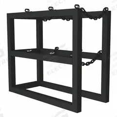 DURHAM MFG Gas Cylinder Rack: Vertical, 16 in x 36 in x 30 in, For 3 Cylinders (MPN GCRV-163630-08T). Key specifications — attr34863: DURHAM MFG; attr34955: Powder Coated; attr34956: Black.